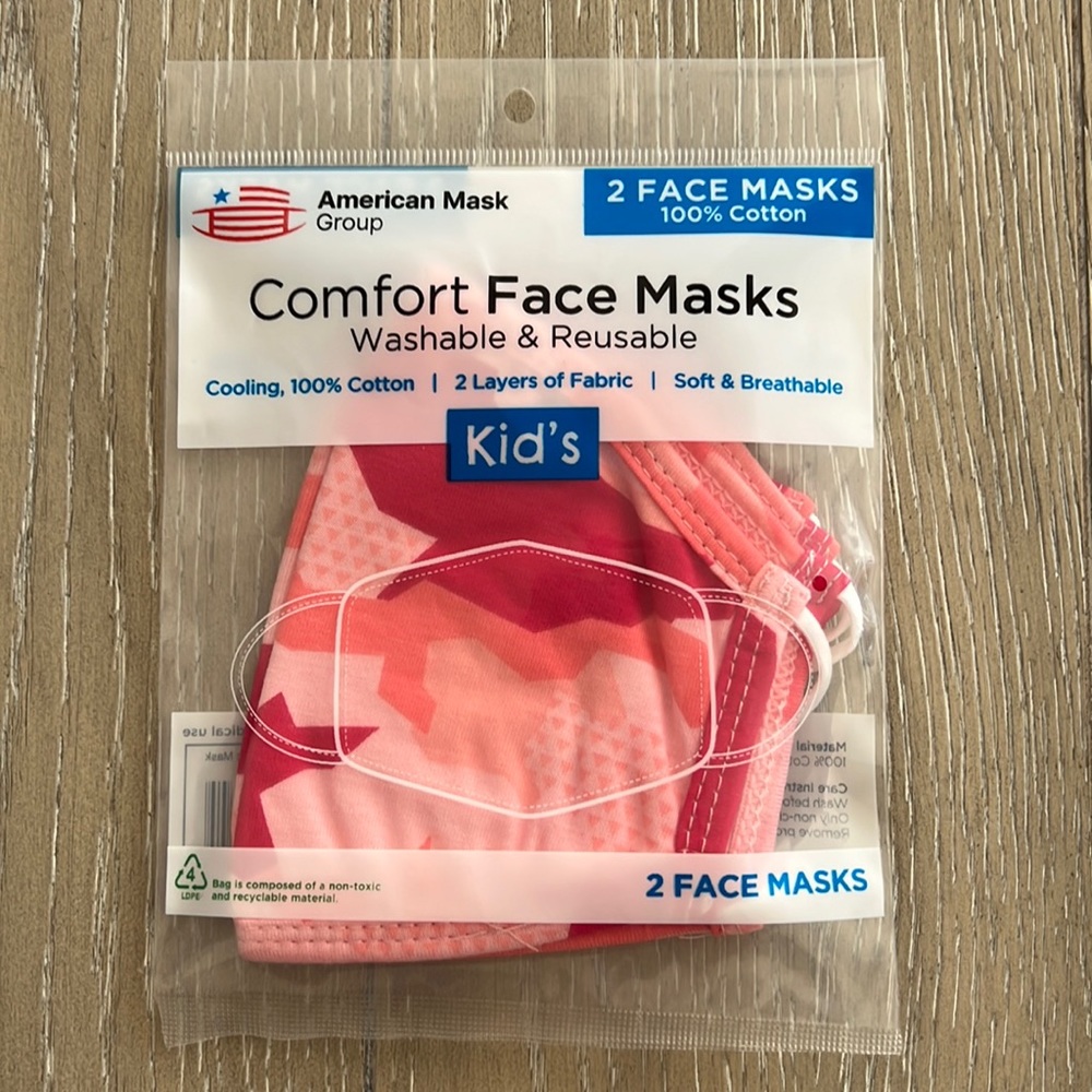 2 kids face masks 100% cotton